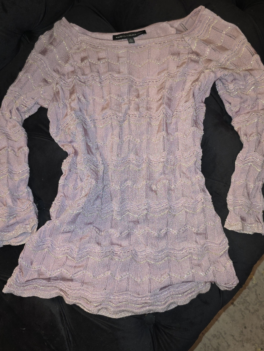 White House Black Market Pink Metallic-Thread Knit Top